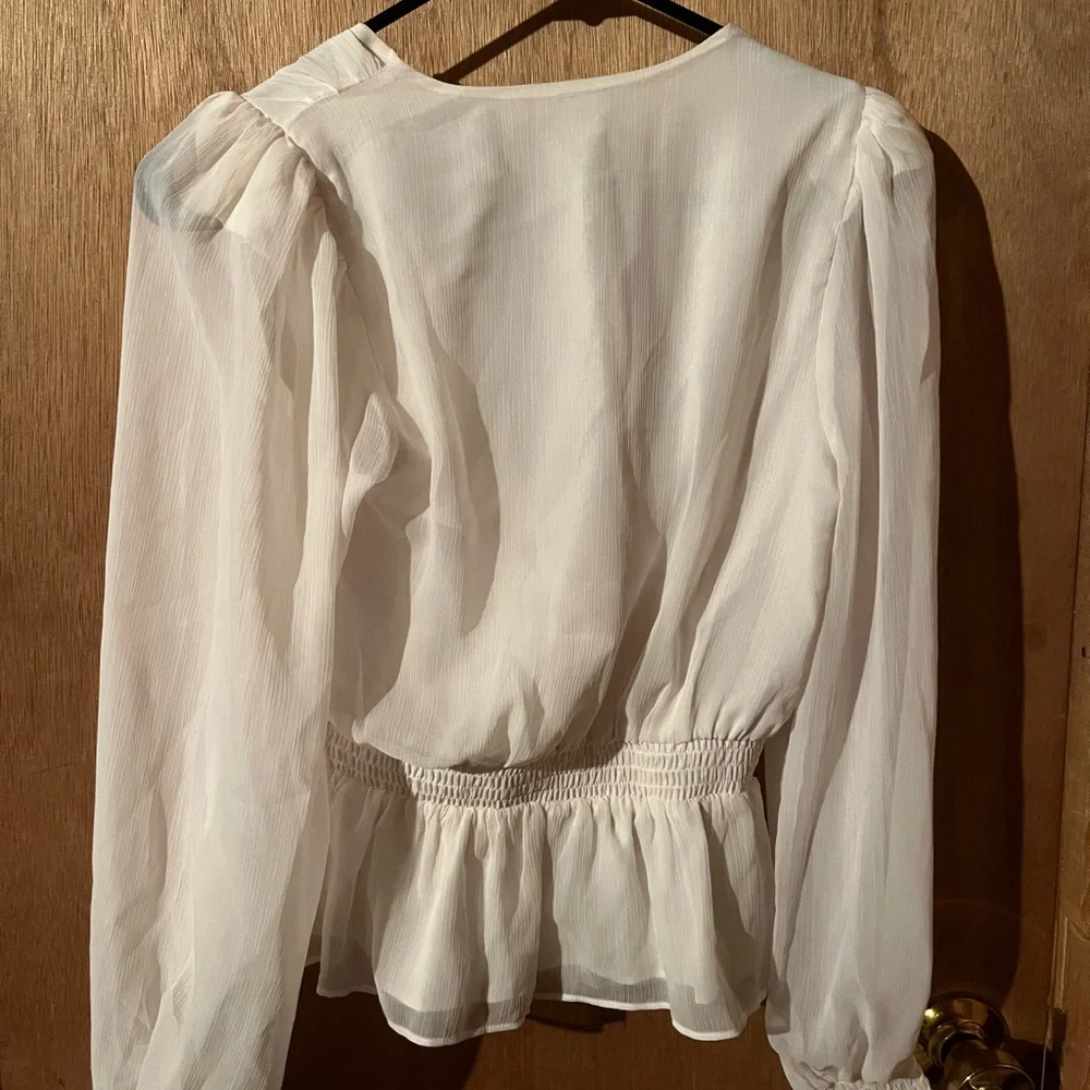 Express Ivory Wrap Blouse - Picture 2 of 6